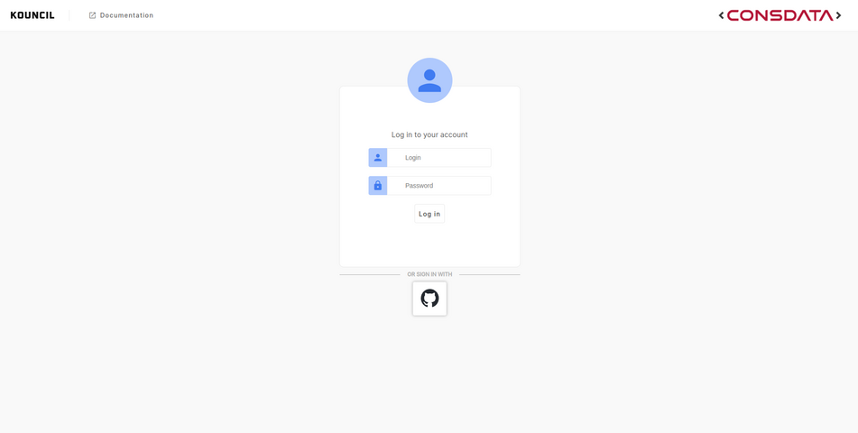 Login screen for SSO authentication